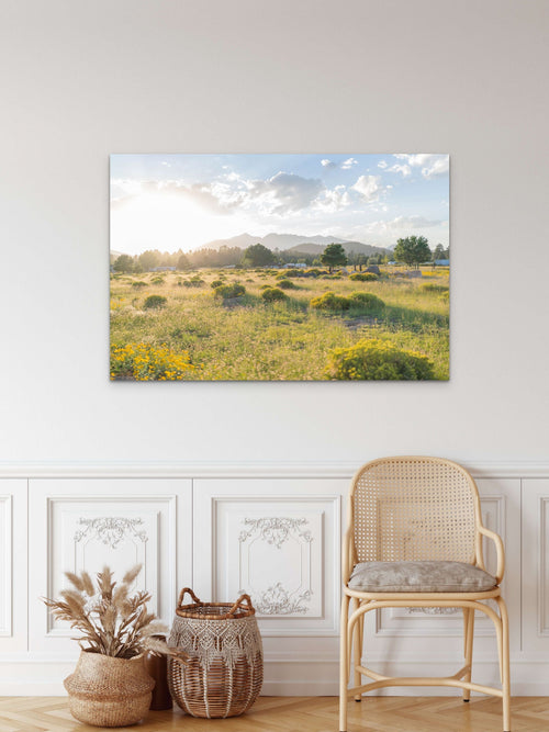Flagstaff mountain sunset fine art print displayed in a room
